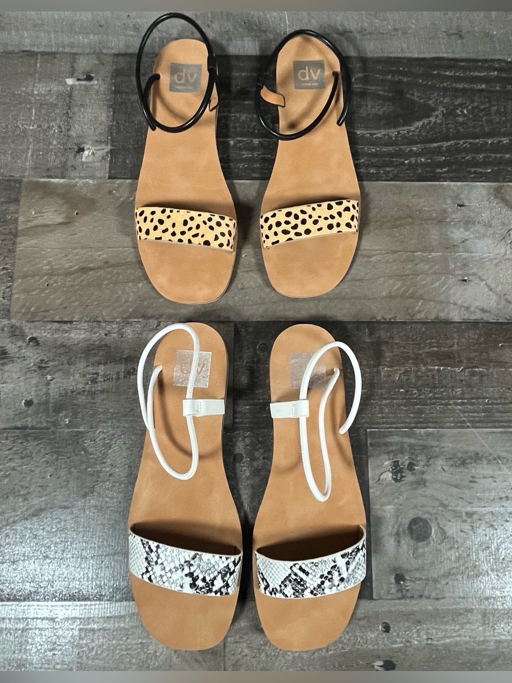 2 Pairs - DV Dolce Vita Sandals “Jali” Snake & “Lucian” Cheetah Print